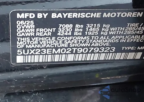 2026 BMW X7 xDrive40I from USA, damaged, VIN 5UX23EM02T9079323